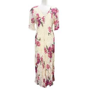 Vintage Starina Size L Maxi Dress Floral Lace Cottage Fairy Romantic Whimsical